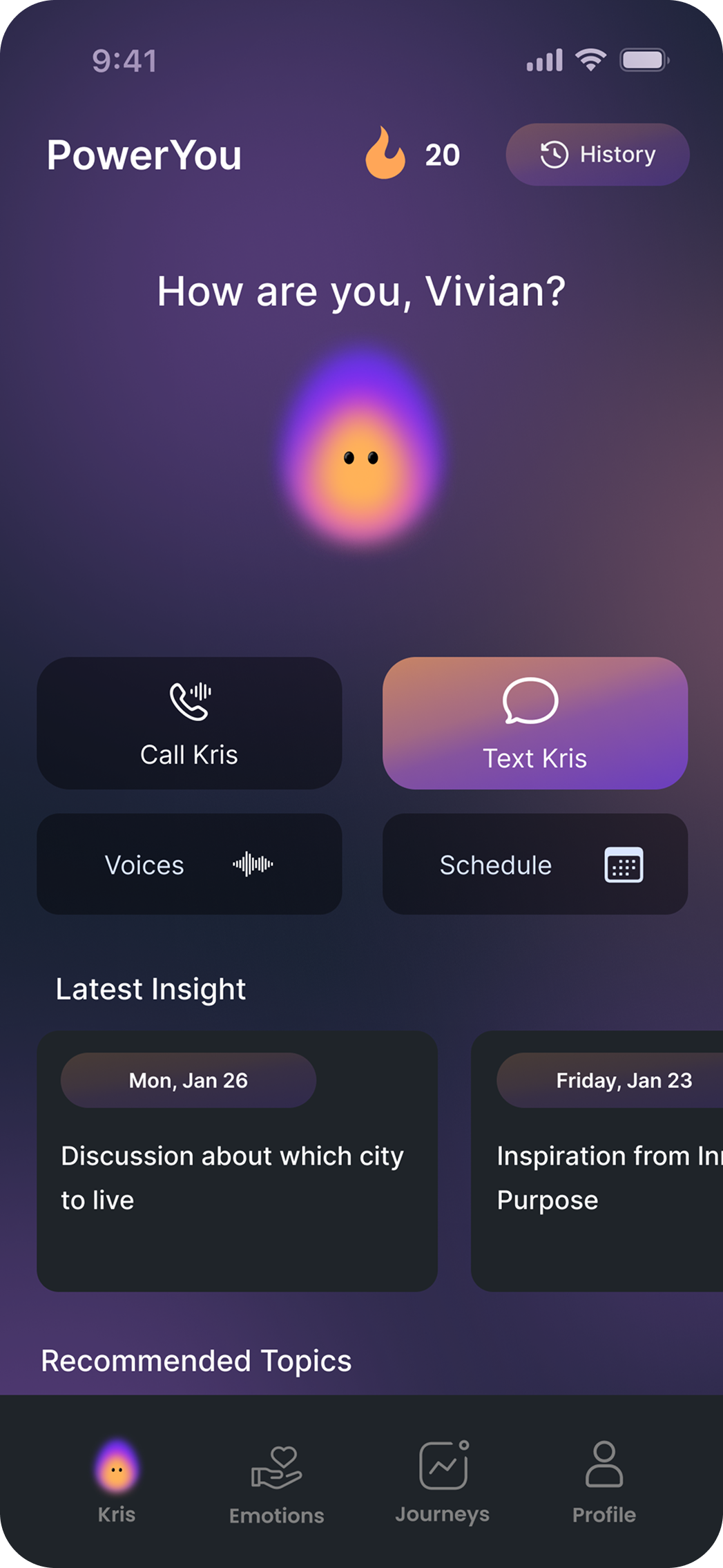 PowerYou app dashboard screenshot